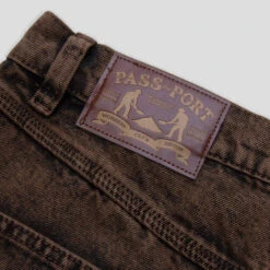 Pass~Port Workers Club Denim Shorts - Over Dye Brown -Baker Store pass port workers club shorts over dye brown 3