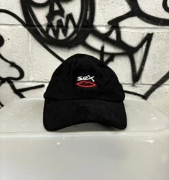 Sex Skateboards Embroidered Logo Corduroy 6 Panel Cap - Black