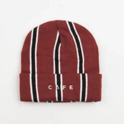 Skateboard Cafe Vertical Stripe Fold Beanie Burgundy