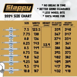 Slappy Trucks X Heroin Skateboards Curb Killer Trucks ST1r -10.0" (Fits 10" Deck) -Baker Store slappytruckssizeguide