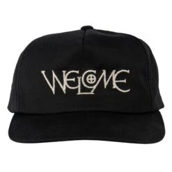 Welcome Skateboards Chisel 5 Panel Unstructured Snapback Cap - Black -Baker Store welcome skateboards chisel hat black 3